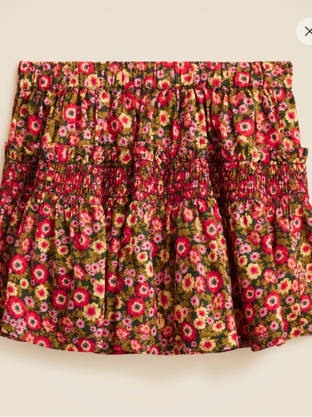 Crewcuts Floral Smocked Skirt - Pink & Green